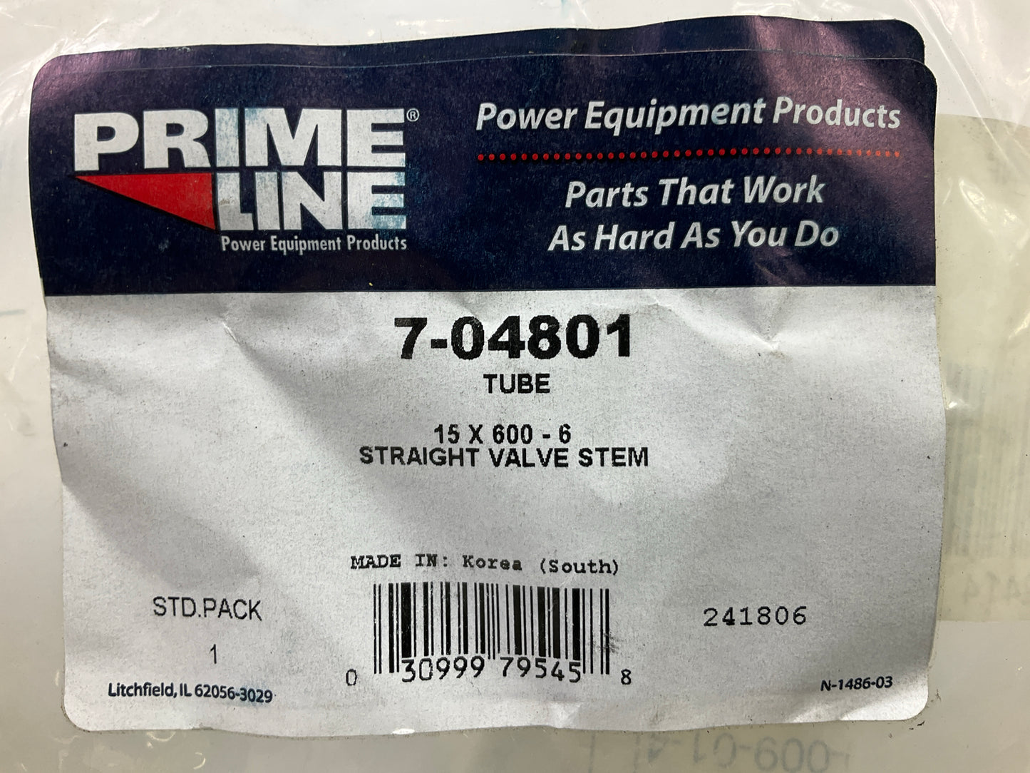 Prime Line 7-04801 Tire Tube 15 By 600-6 Straight Stem Angle, 15x600-6
