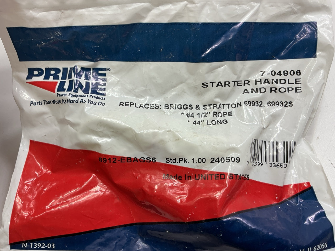 (2) Primeline 7-04906 Starter Handle And Rope Kit Rope #4 1/2'' Length 44''