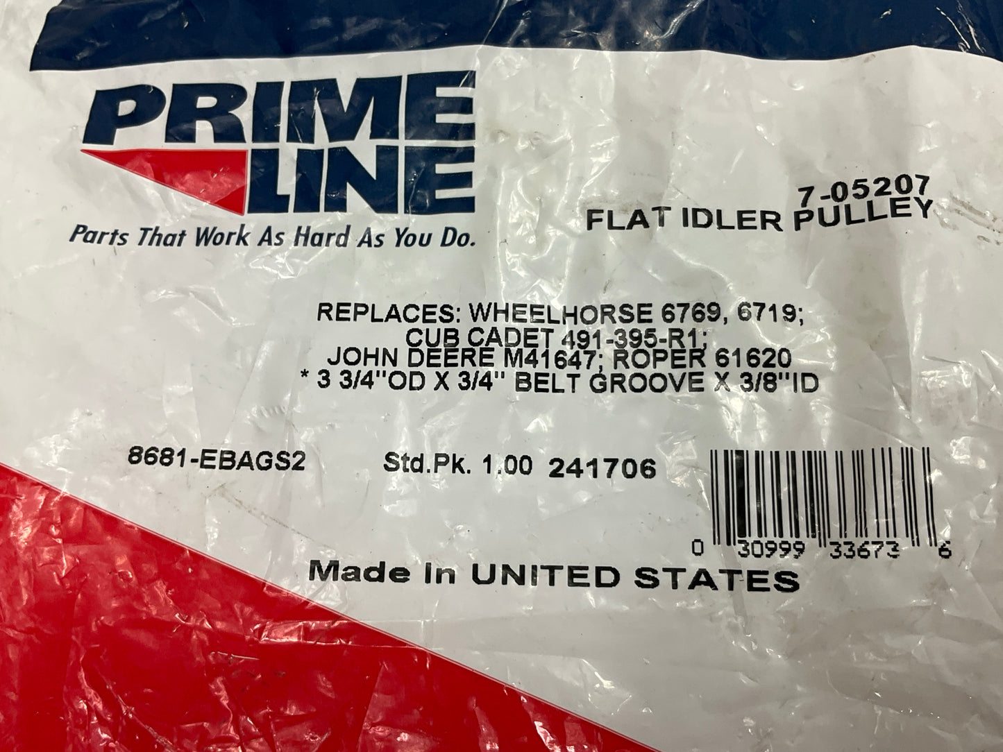 Primeline 7-05205 Flat Idler Pulley 3-3/4'' OD X 3/4'' Belt Groove X 3/8'' ID