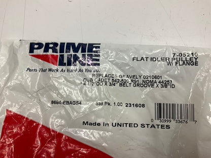 Primeline 7-05210 Flat Idler Pulley W/ Flange, 4-1/2'' OD X 3/8'' ID X 3/4'' Groove