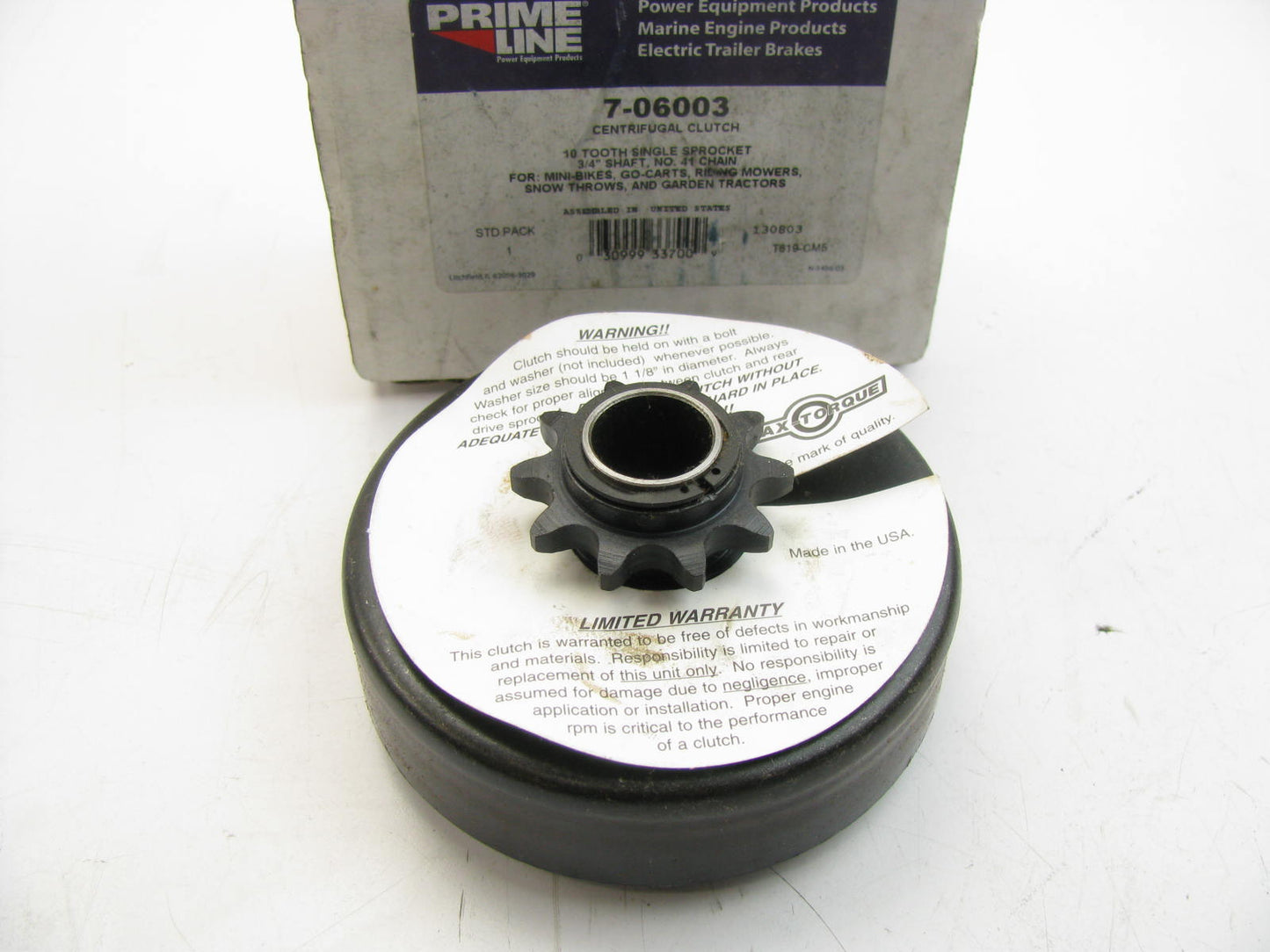 Primeline 7-06003 Sprocket Type Clutch Assembly - 10 Tooth 3/4'' Shaft # 41 Chain