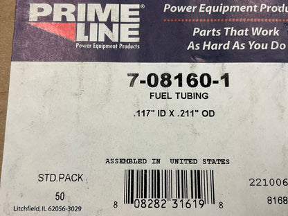 Primeline 7-08160-1 Vinyl Fuel Line Tubing .117'' ID X .211'' OD