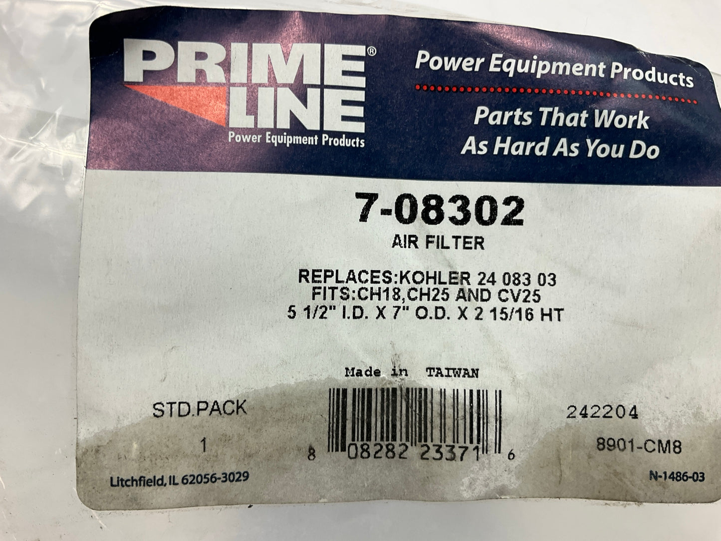 Primeline 7-08302  Round Air Filter 5-1/2'' I.D X 7'' O.D X 2-15/16 HT