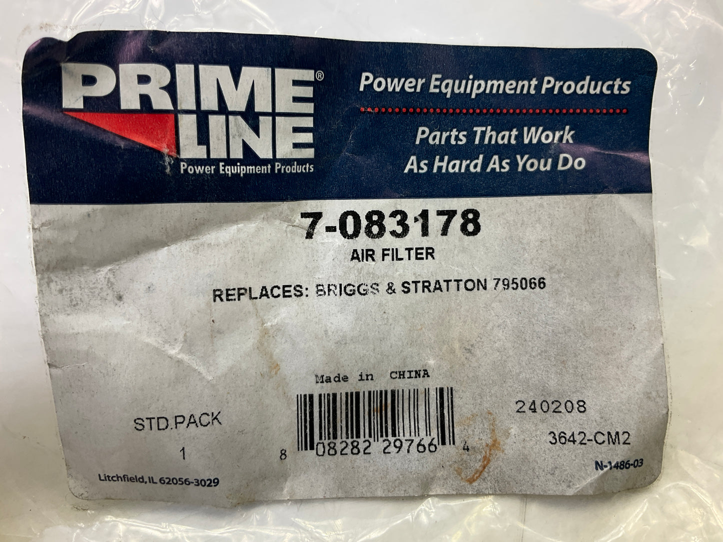 Primeline 7-083178 Oval-shaped Air Filter Replaces: BRIGGS & STRATTON  795066