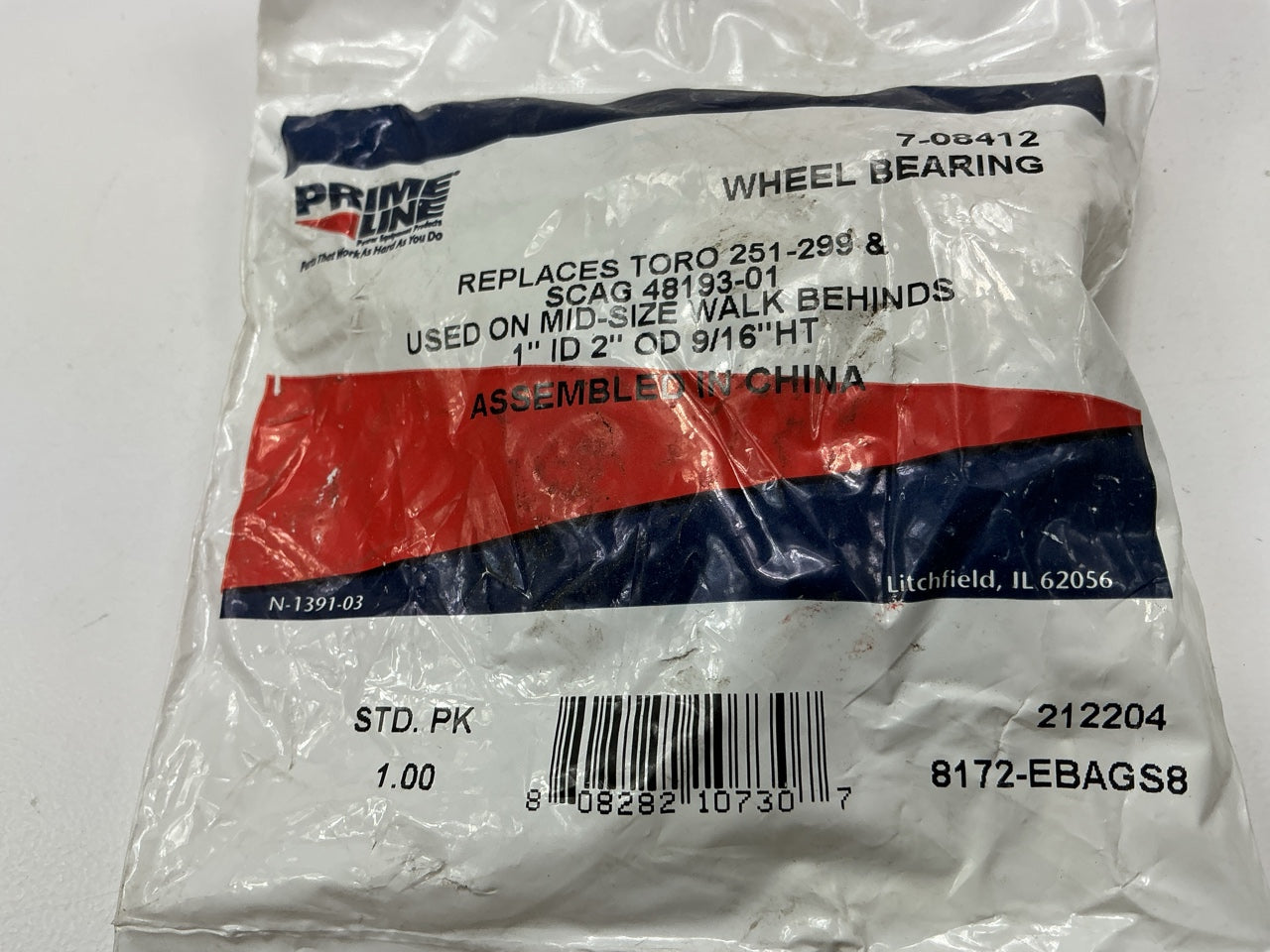 Primeline 7-08412 Wheel Bearing Replaces Toro 251-299 & SCAG 48193-01