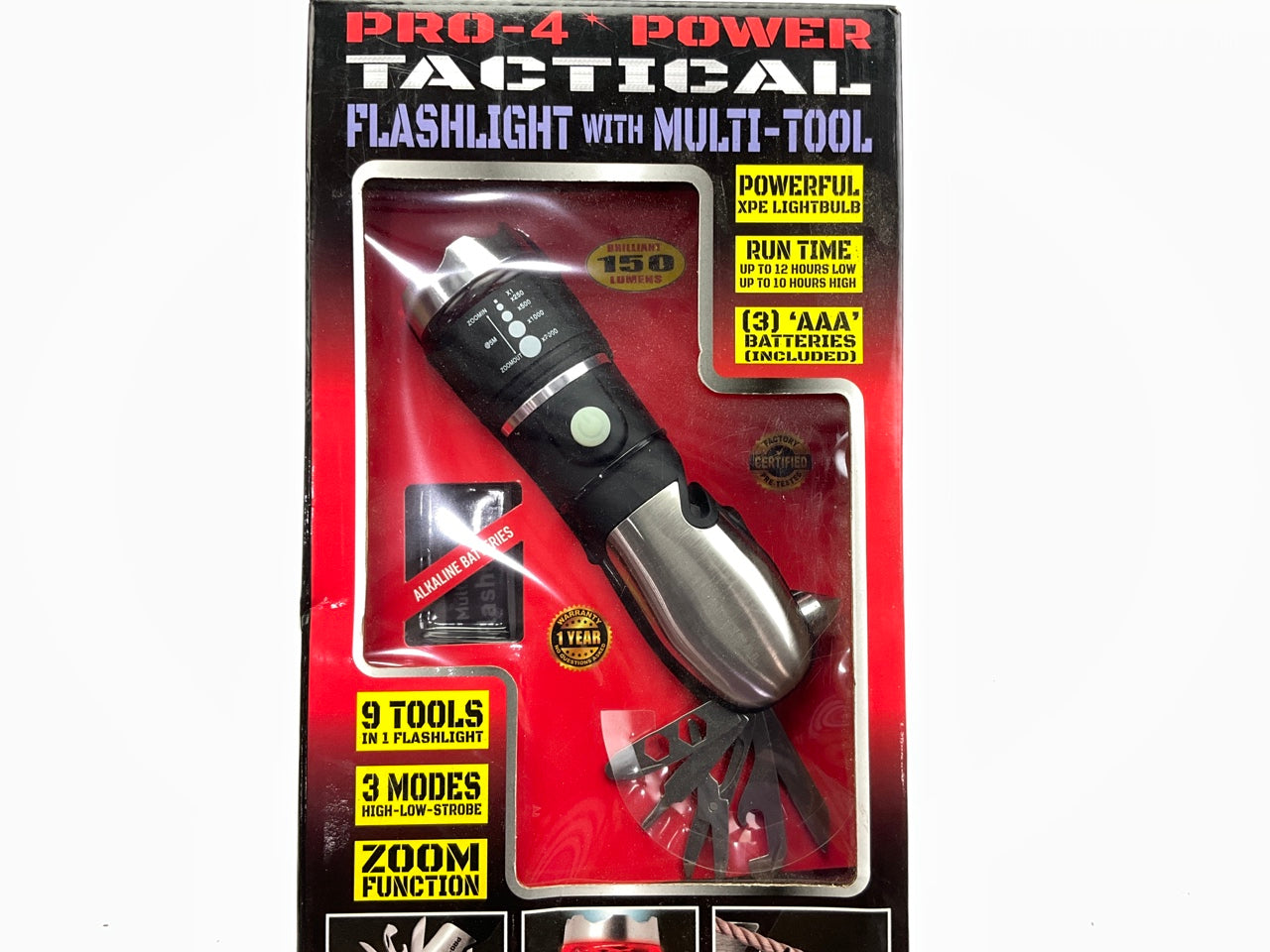 Pro-4  4776 Tactical 9-In-1 Multi-Tool Flashlight, Uses (3) AAA Batteries