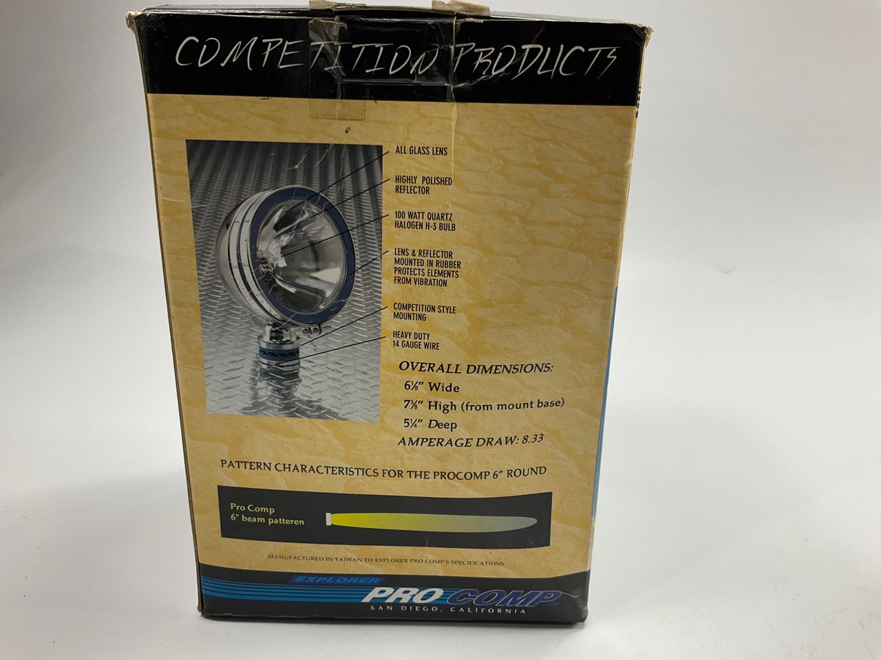 Pro Comp 9004 6'' Round Competition Halogen 100 Watt Driving Light, Black