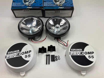 (2) ProComp 9551 5'' 55 Watt Off-Road Racing Halogen Light Lamps W/ Plastic Cover