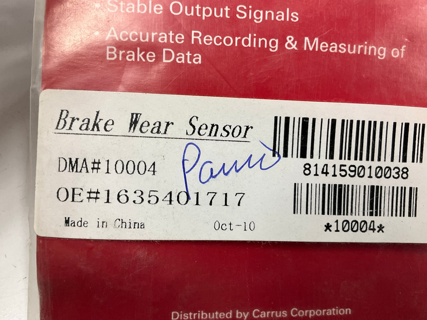Pro Stop 10004 Front Disc Pad Sensor For 2002-05 Mercedes ML500, ML55 AMG