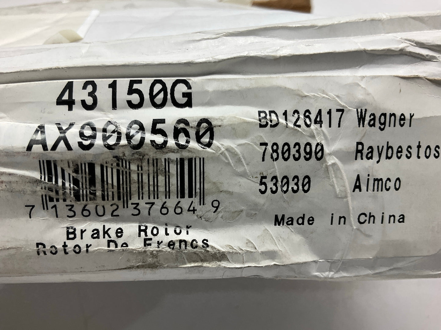 Pro Stop 43150G Rear Brake Rotor