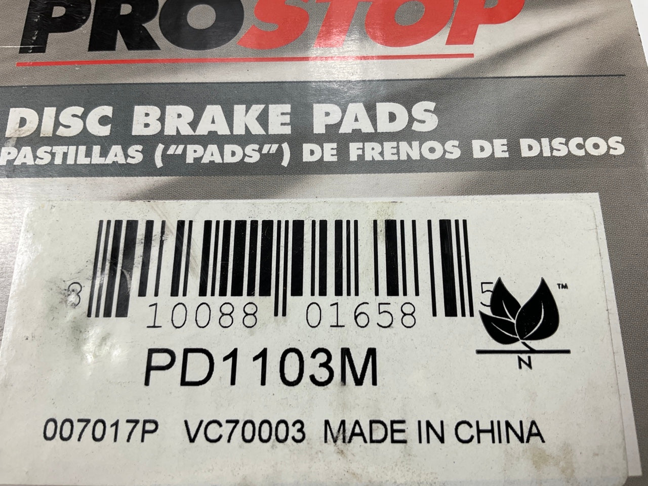 Pro Stop PD1103M Rear Semi-Metallic Brake Pads For 2006-2014 Honda Ridgeline