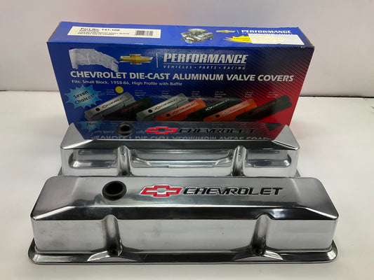 Proform 141-108 Polished Engine Bowtie Valve Covers - 1955-1986 Chevrolet SBC V8