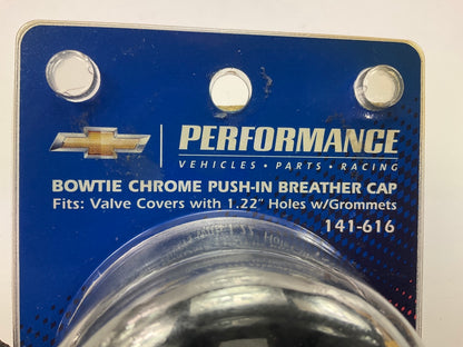 Proform 141-616 Breather Chrome Steel Push-In Round 1-1/4 In Hole Bowtie Logo