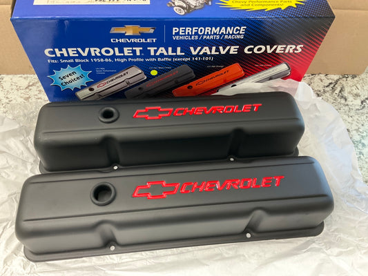 Proform 141-751 Black Crinkle Valve Covers 1958-1986 Small Block Chevy SBC