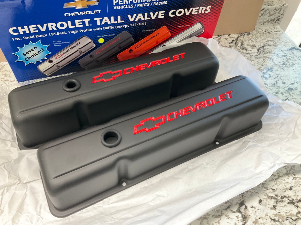 Proform 141-751 Black Crinkle Valve Covers 1958-1986 Small Block Chevy SBC