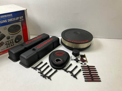 Proform 141-758 Black & Red Chevrolet Crinkle Dress-Up Kit For 1959-86 Chevy SBC