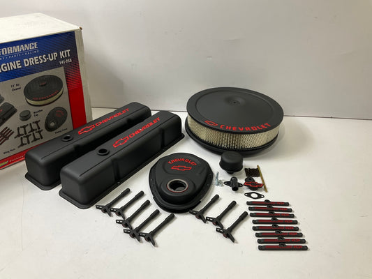 Proform 141-758 Black & Red Chevrolet Crinkle Dress-Up Kit For 1959-86 Chevy SBC
