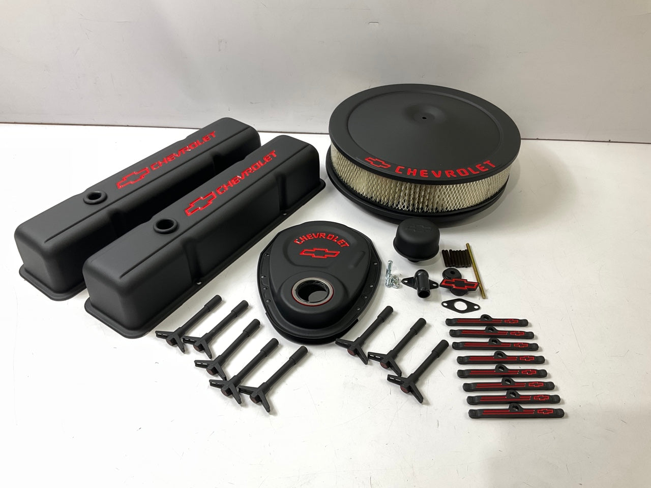 Proform 141-758 Black & Red Chevrolet Crinkle Dress-Up Kit For 1959-86 Chevy SBC