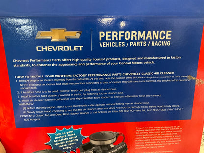 Proform 141-762 14'' Classic Air Cleaner Kit, Black Crinkle Chevrolet Red Logo