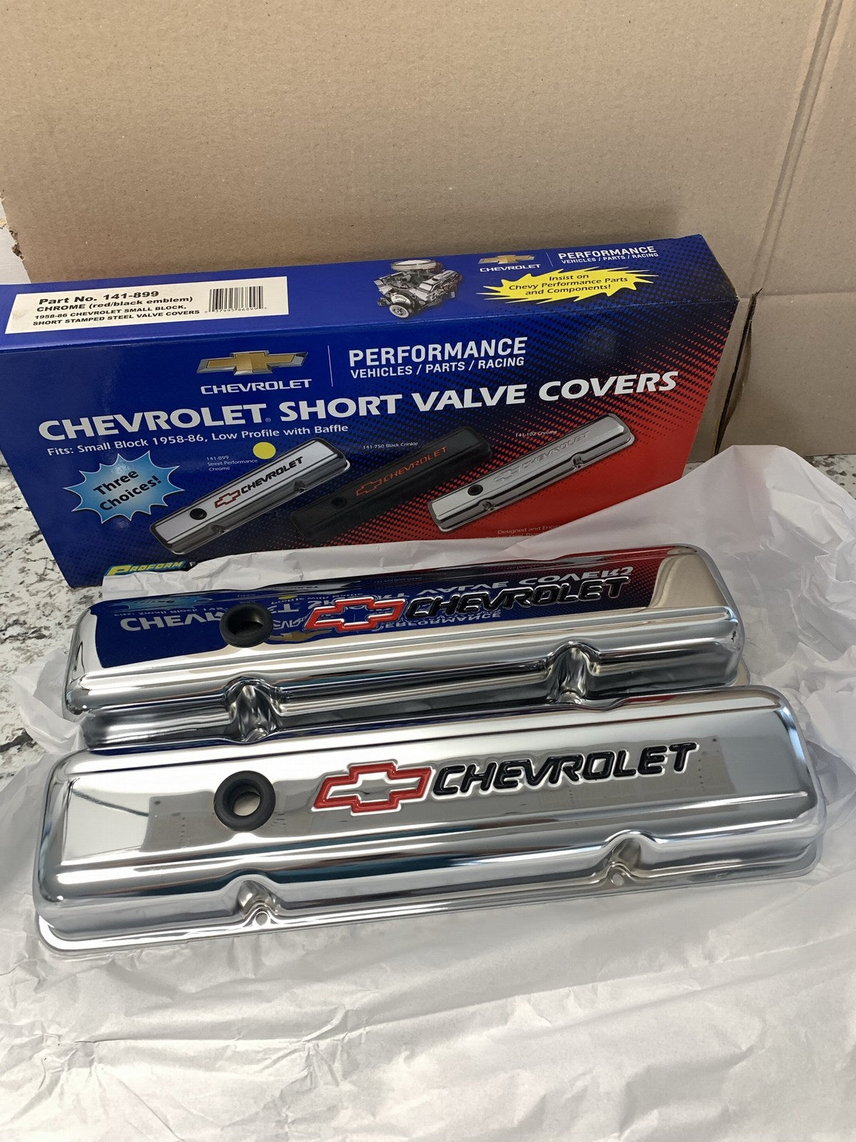 Proform 141-899 Performance Chrome Valve Covers Set 58-86 Small Block Chevy SBC