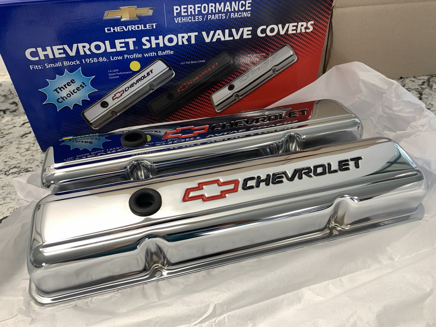 Proform 141-899 Performance Chrome Valve Covers Set 58-86 Small Block Chevy SBC