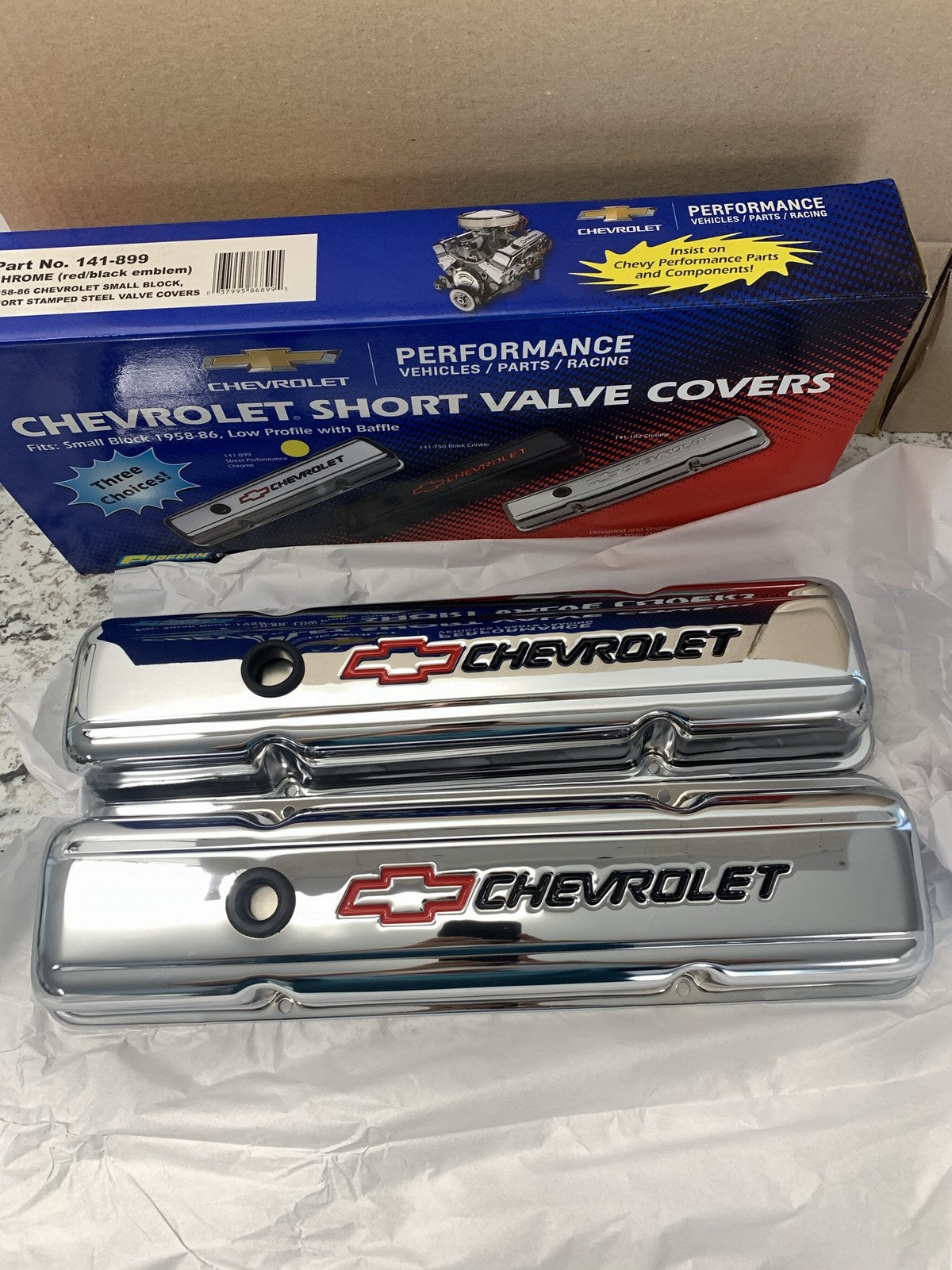 Proform 141-899 Performance Chrome Valve Covers Set 58-86 Small Block Chevy SBC