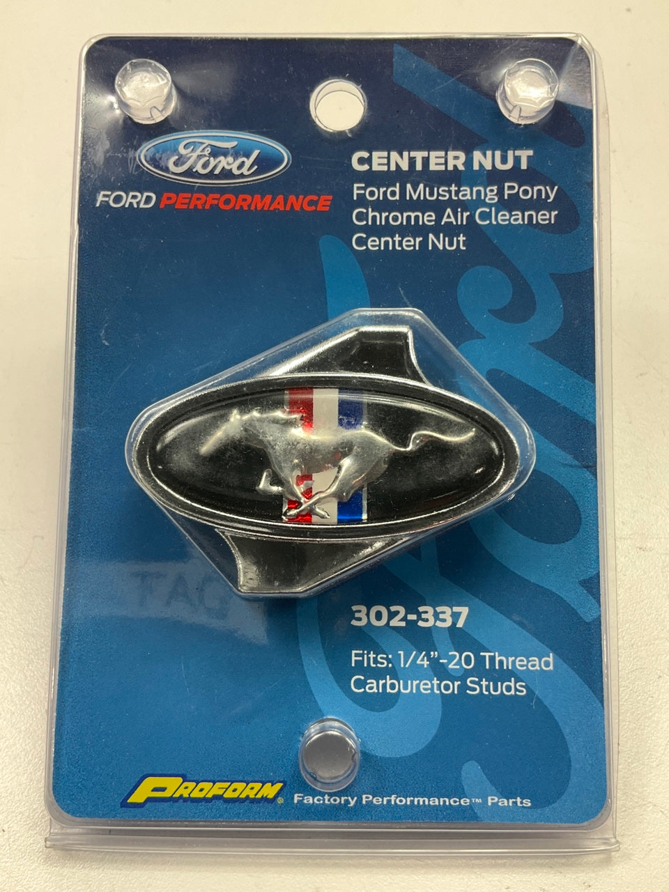 Proform Air Cleaner Center Nut, Mustang Pony Emblem, 1/4-20 Carburetor Studs