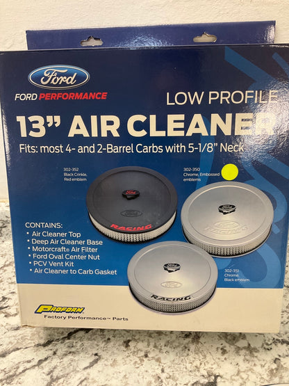 Proform 302-350 Chrome 13'' Air Cleaner Kit With Raised Ford Racing Logo & Filter