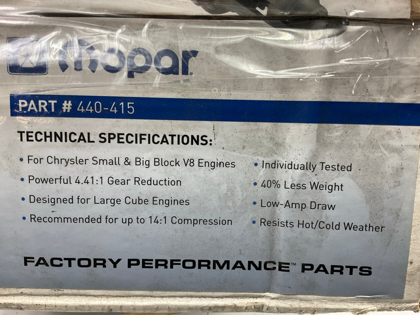 Proform 440-415 For Mopar High-Torque Starter 4.41:1 Reduction Aluminum SB&BB