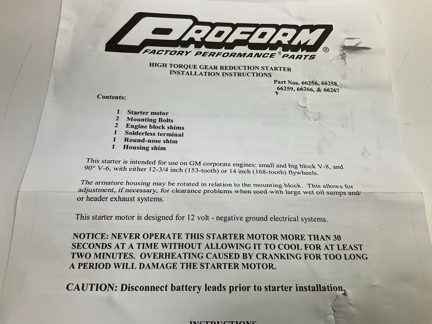 Proform 66257 High Torque Mini-Starter,  4.41:1 Gear Reduction