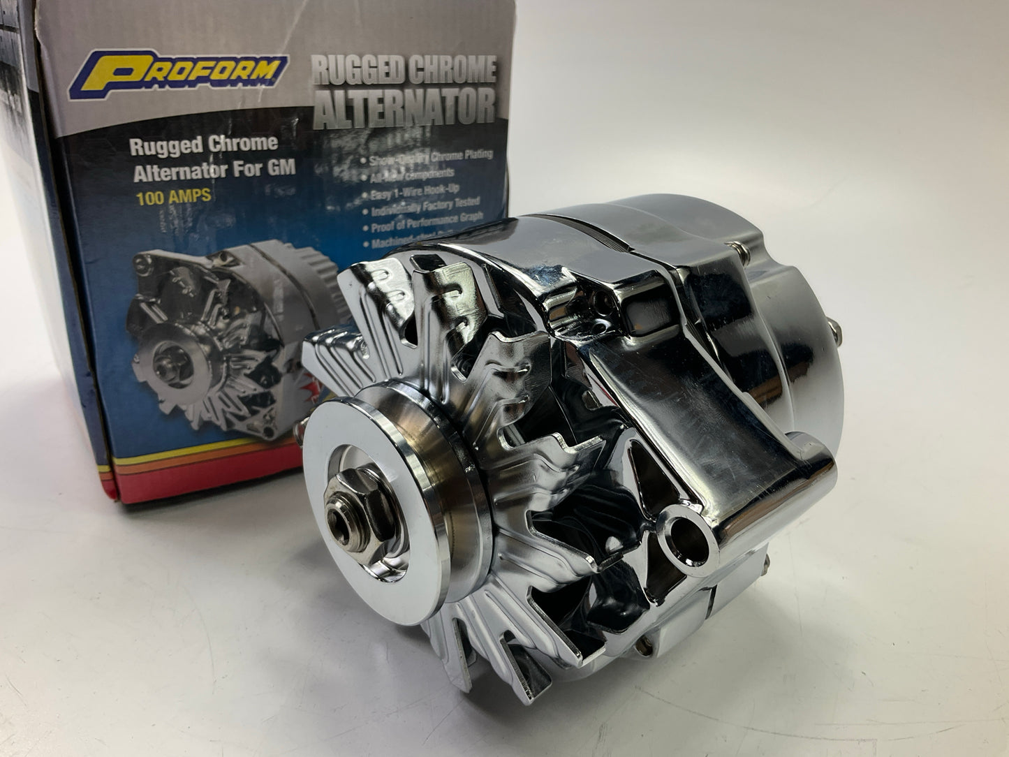 Proform 66445-1N Chrome Alternator - 100 Amp, 1-Wire GM Chevy 10SI SBC BBC