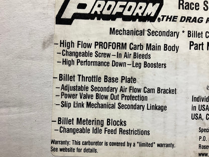 Proform 67200 Race Series 750 CFM 4-BBL Carburetor, Mechanical Secondaries