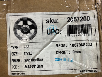 Proline 188 Style Alloy Wheel 17x9.0, 5x4.50 / 5 X 115mm, Satin Matte Black