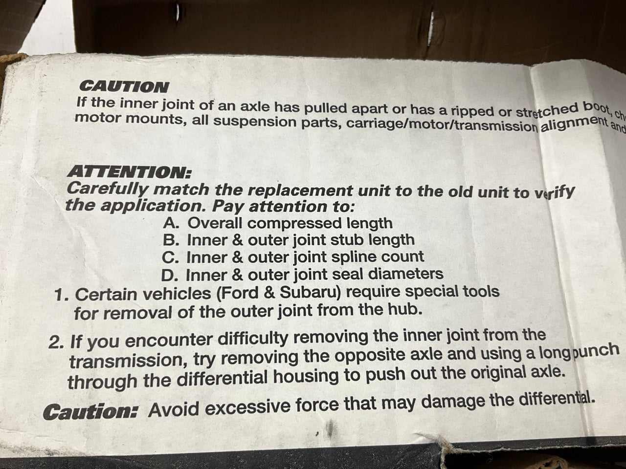 REMAN. Proline 60-3045 Front Right CV Axle Shaft (WITHOUT ABS ONLY)