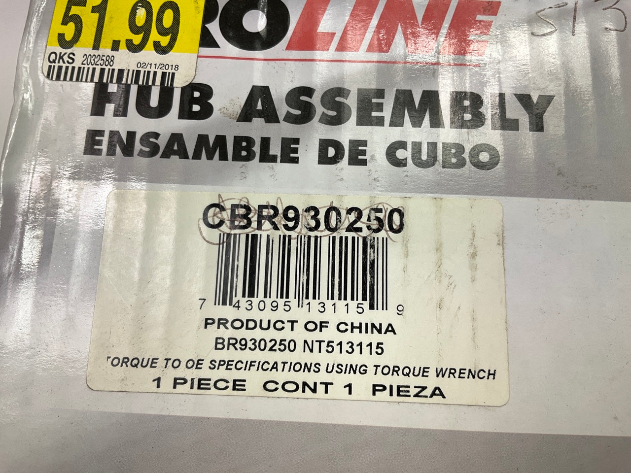 Proline CBR930250 Wheel Bearing And Hub Assembly, Front