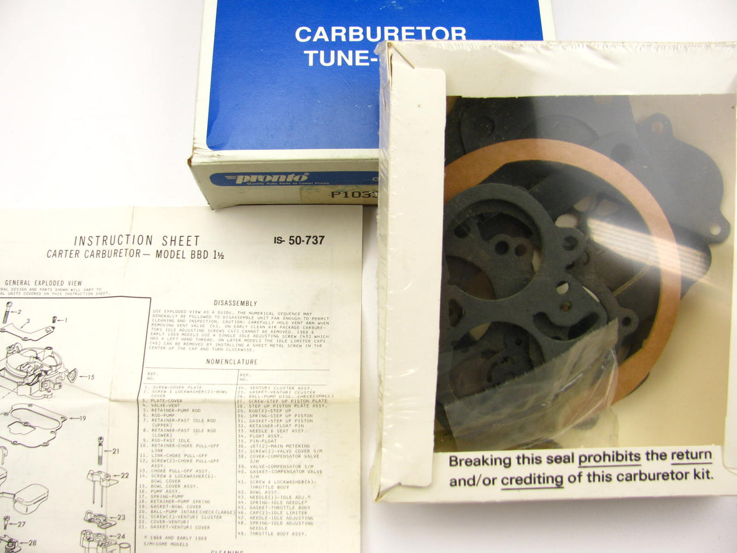 Pronto 10332C Carburetor Rebuild Kit for 1969-1973 Oldsmobile Carter 2-BBL BBD