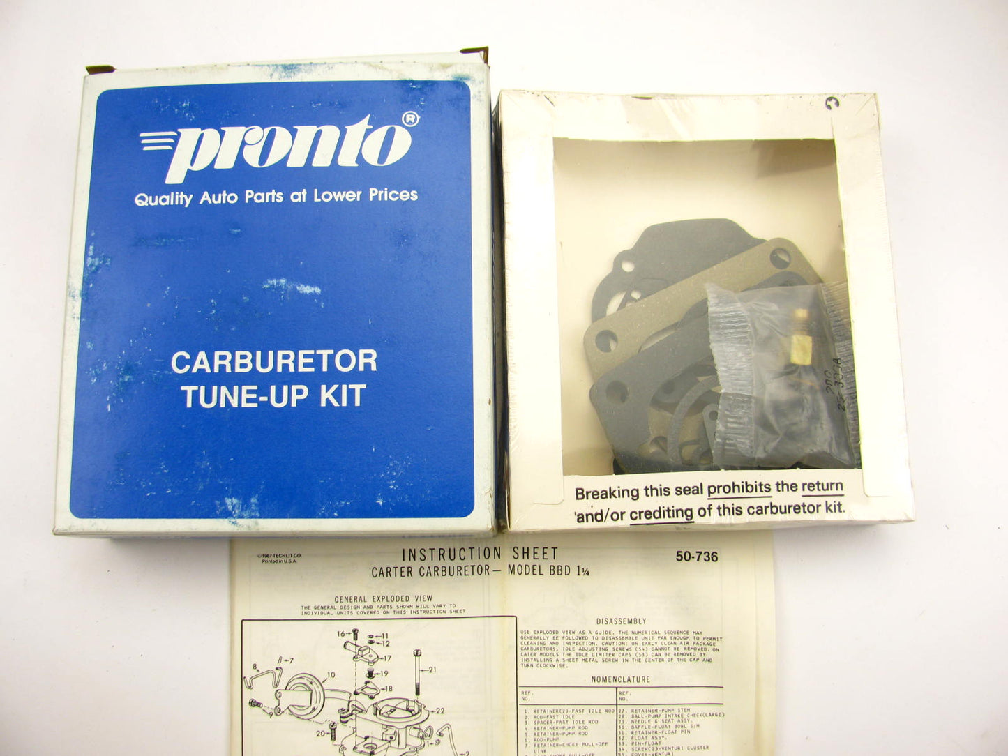 Pronto 10342B Carburetor Rebuild Kit For 1970-1973 Chrysler Carter Model BBD