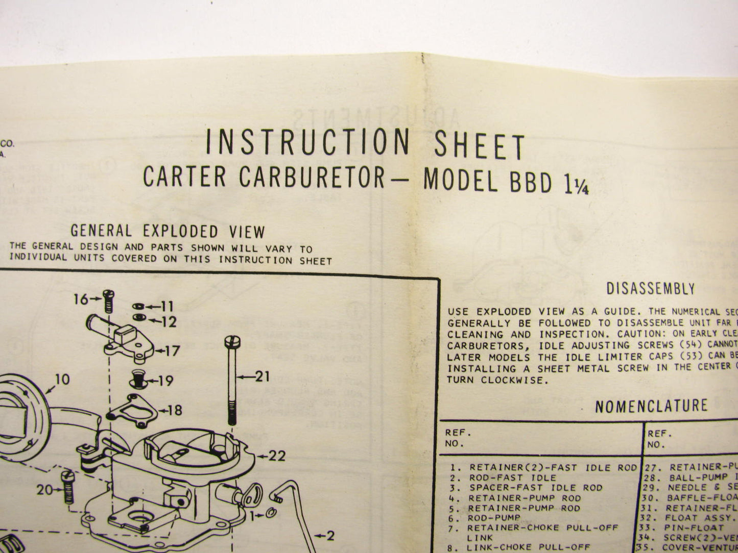 Pronto 10342B Carburetor Rebuild Kit For 1970-1973 Chrysler Carter Model BBD