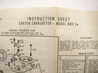 Pronto 10342B Carburetor Rebuild Kit For 1970-1973 Chrysler Carter Model BBD