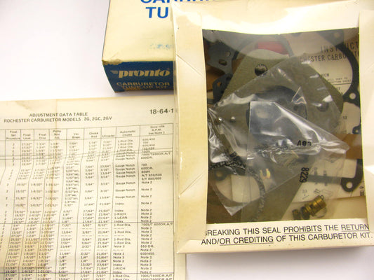 Pronto 10410 Carburetor Rebuild Kit for 1973-1974 Pontiac Rochester 2G 2GC 2GV