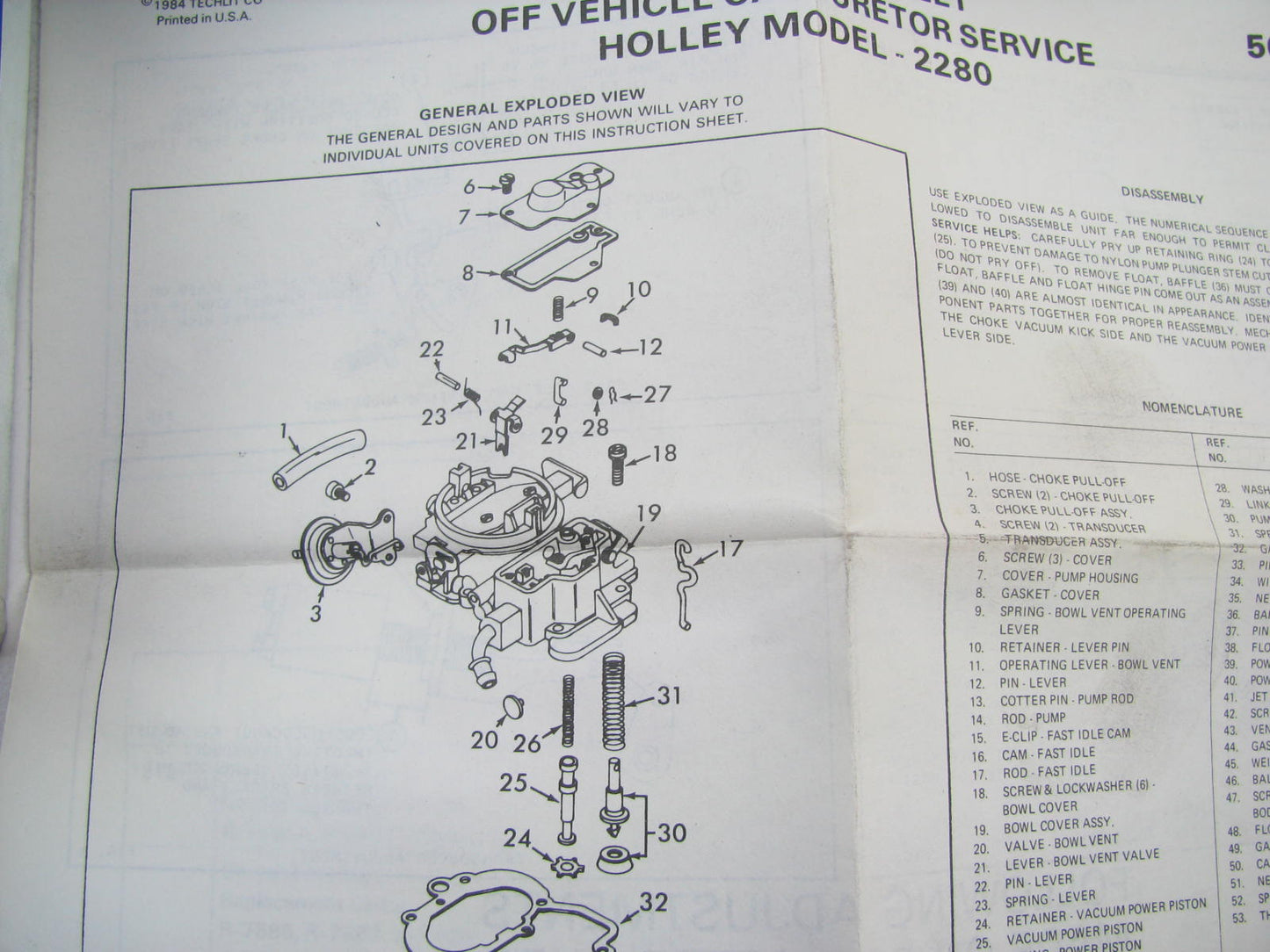 Pronto 10625A Carburetor Rebuild Kit For HOLLEY MODEL 2280