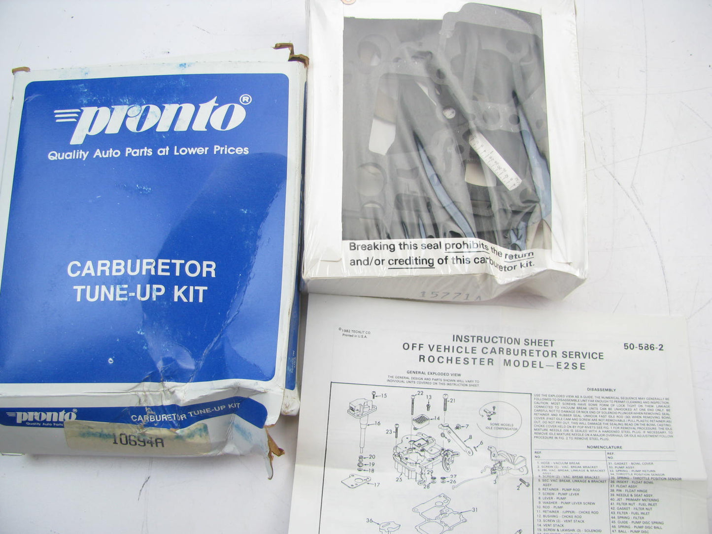 Pronto 10694A Carburetor Rebuild Kit - Rochester E2SE 2-BBL