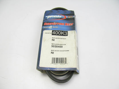 Pronto 400K3 Power Steering Serpentine Belt For 1987-1989 300ZX, 1991-1998 240SX