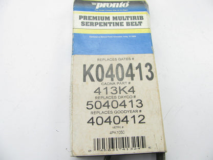 Pronto K040413 Serpentine Belt - 0.56'' X 41.50'' - 4 Ribs