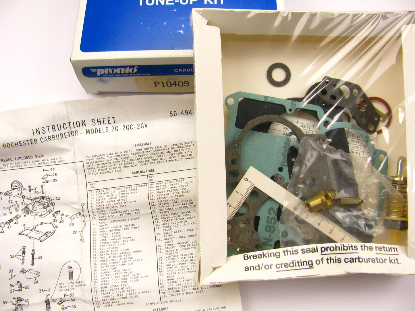 Pronto P10409 Carburetor Rebuild Kit 1973 Chevrolet GMC Rochester 2G 2GC 2GV