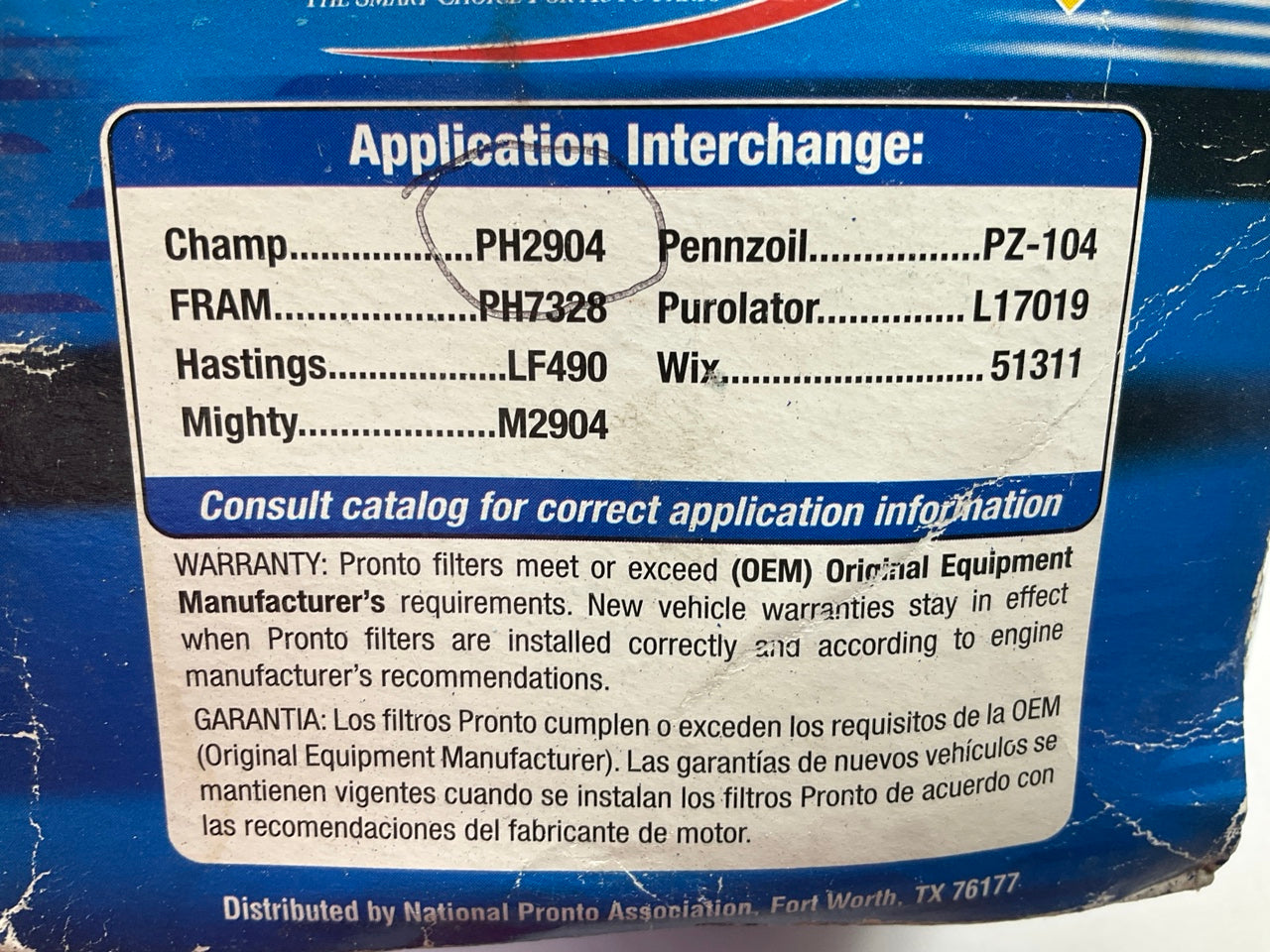 Pronto PO7019 Engine Oil Filter