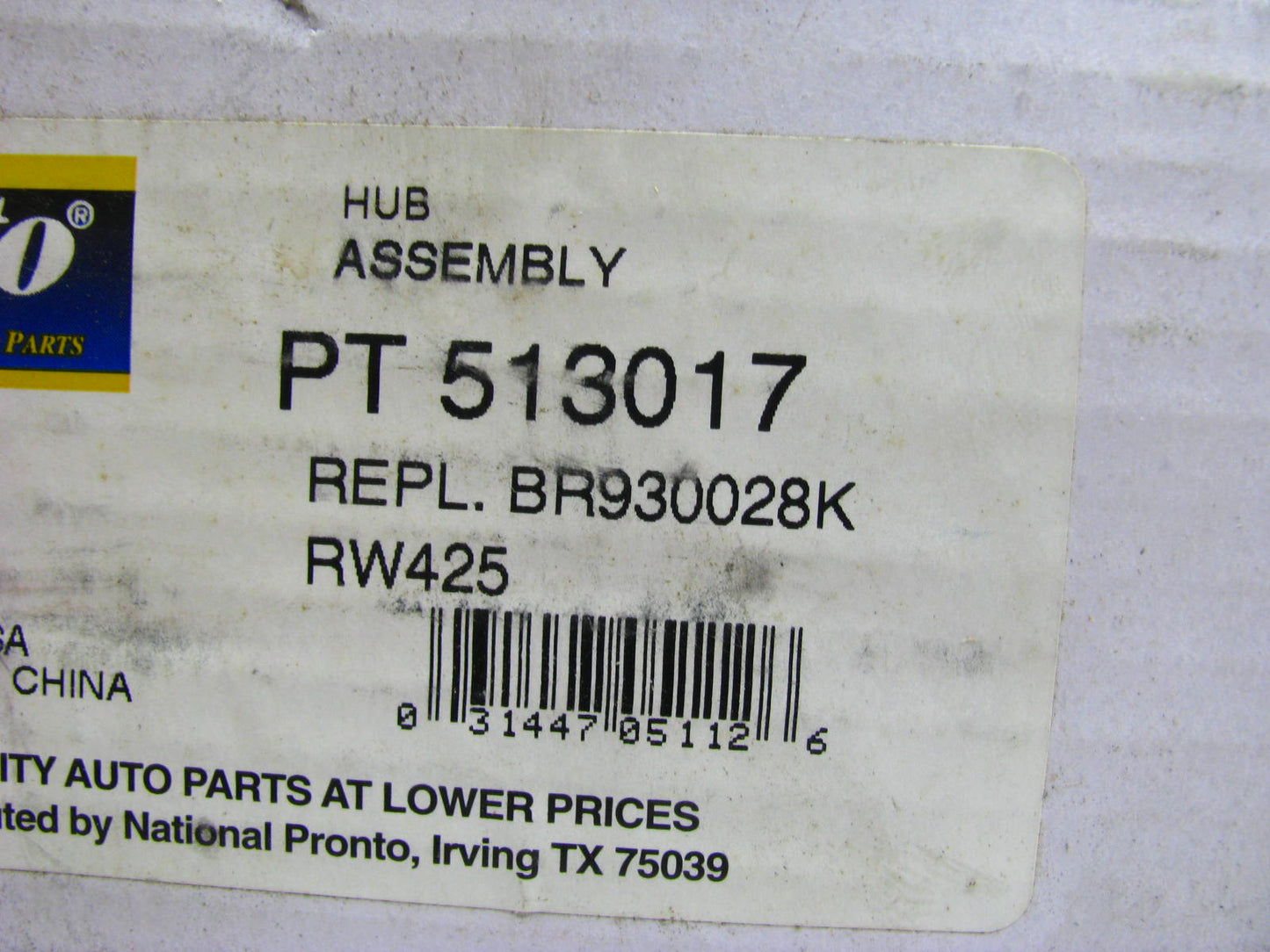 Pronto PT513017 FRONT Wheel Hub Bearing