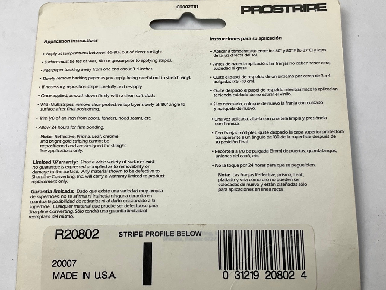 Prostripe R20802 Vinyl Striping Pinstriping Tape 1/8'' X 40' Black