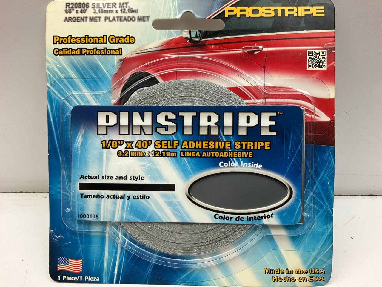 Prostripe R20806 Vinyl Striping Pinstriping Tape 1/8'' X 40' Silver Metallic