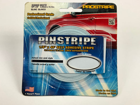 Prostripe R20808 40' X 1/8'' White Solid Striping Pinstripe Stripe Tape